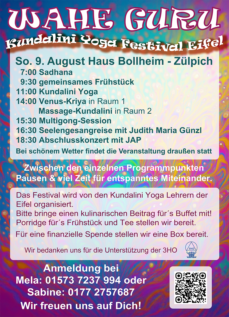 Vollständiger Programmflyer für das Kundalini Yoga Festival Eifel